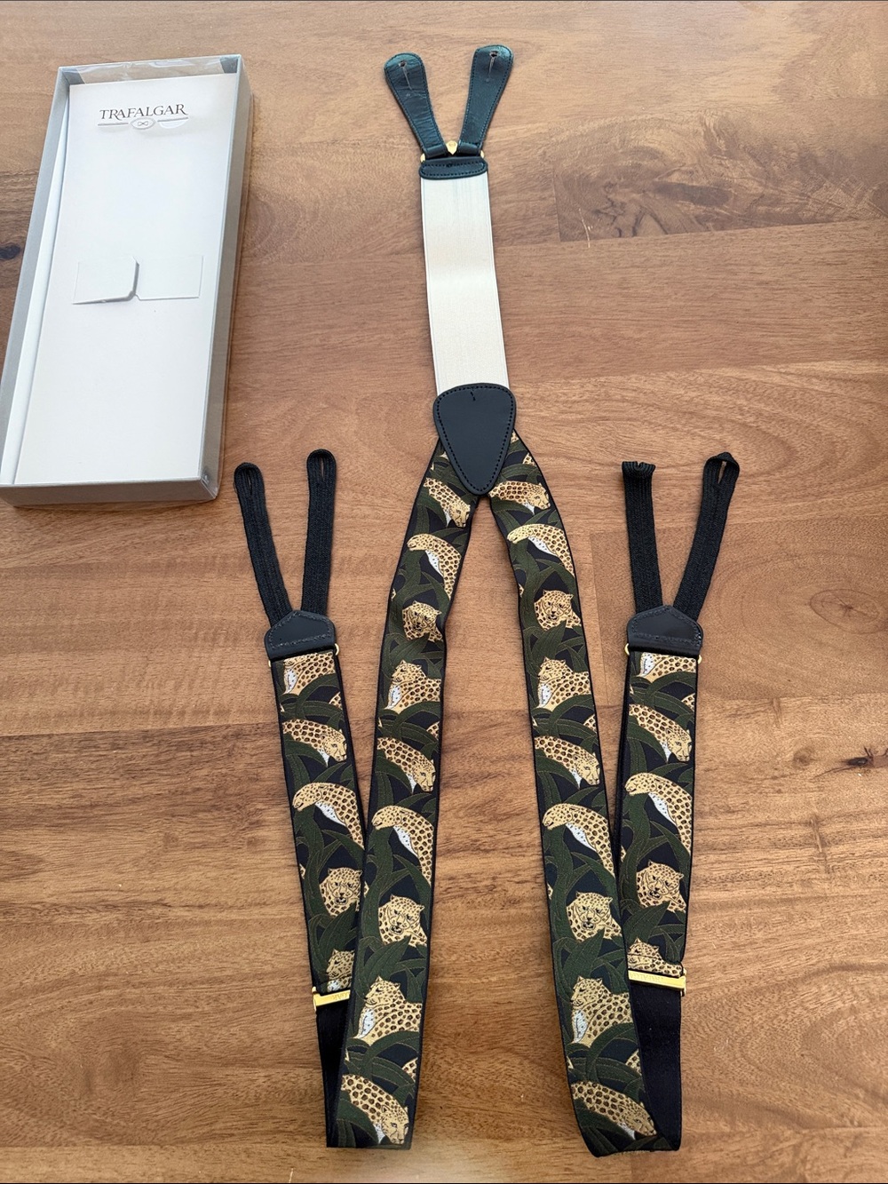 Trafalgar Green & Gold Leopard-Print Men's Suspenders